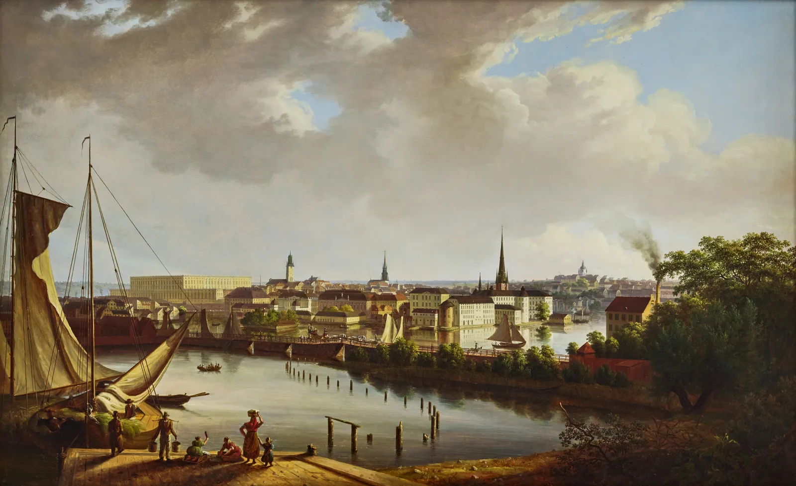 Stockholm Skyline mit Wasser und historischen Türmen